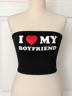 I ♥ My Boyfriend Black Shirt Tube top